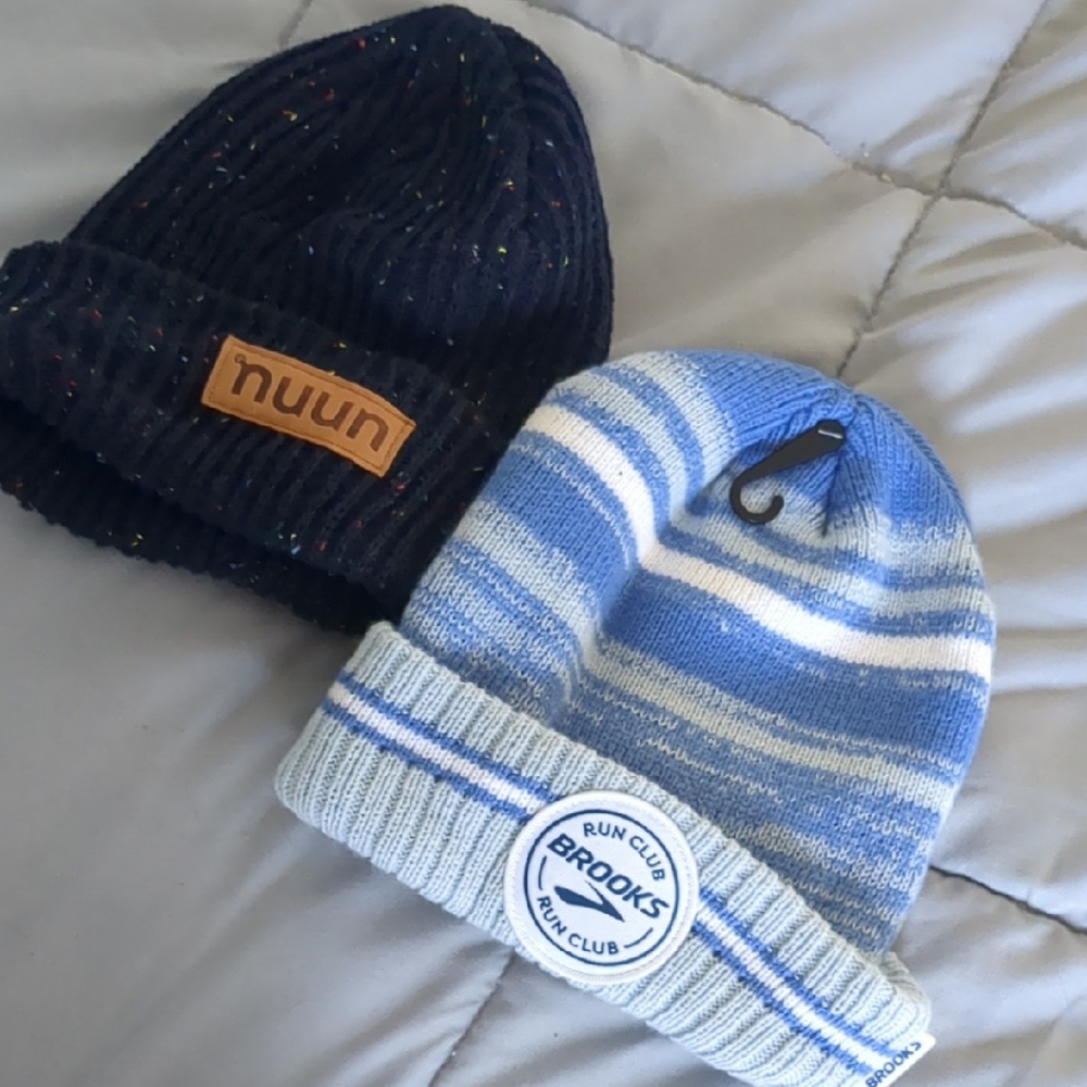 Brooks Striped Blue and White Beanie